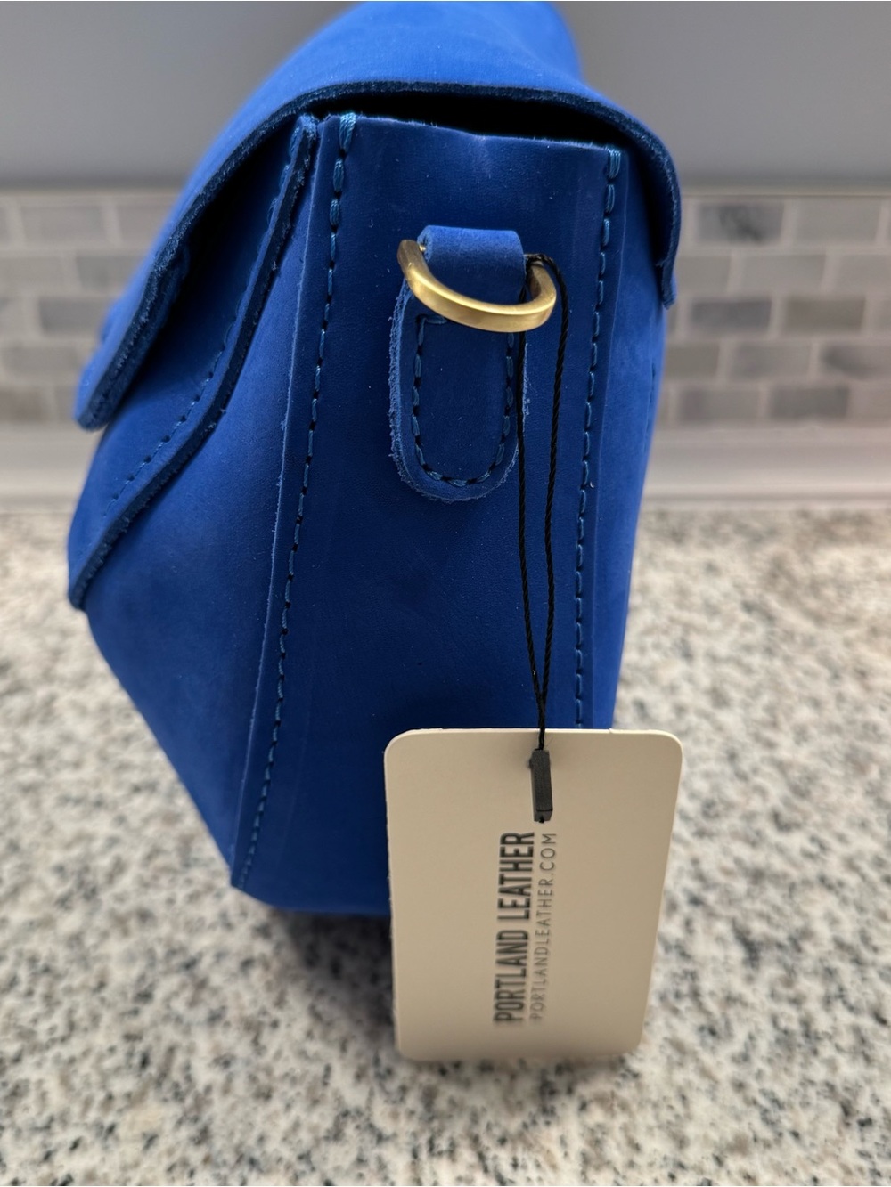 Portland Leather Blue Joy Large Monaco Crossbody - Picture 4 of 8